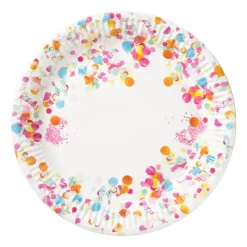 Xenos Wegwerpservies-Papieren bordjes confetti ø23 cm - multikleur - set van 8