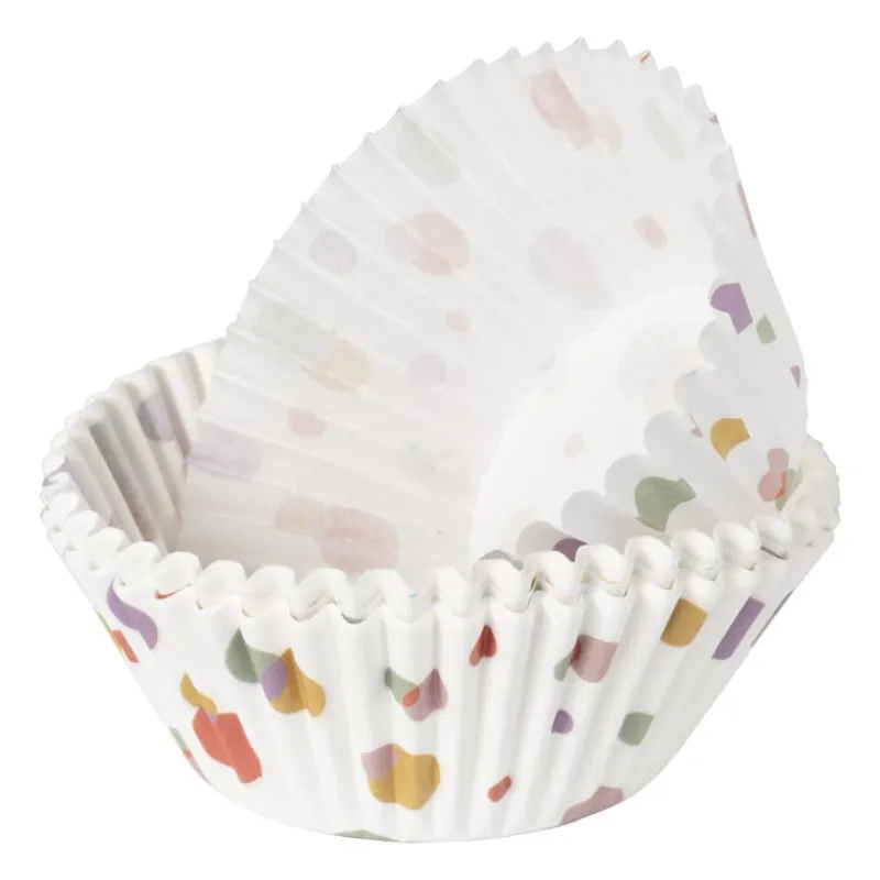 Xenos Bakvormen-Papieren cupcake vormpjes dots - set van 24 - ø11 cm