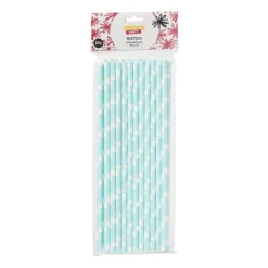 Xenos Rietjes|Babyshower-Papieren rietjes - blauw - 24 stuks