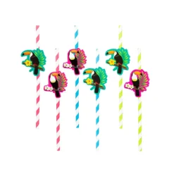 Xenos Rietjes-Papieren rietjes toekan - set van 6