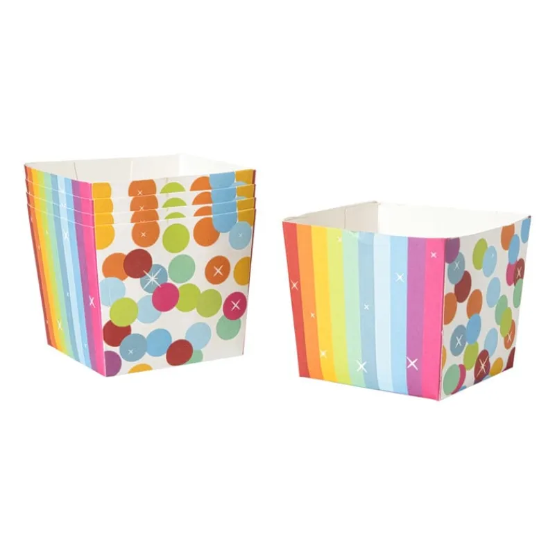 Xenos Wegwerpservies-Papieren snackcups regenboog - set van 5 - ø8,5x9,5 cm