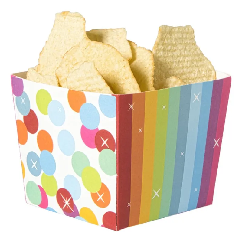 Xenos Wegwerpservies-Papieren snackcups regenboog - set van 5 - ø8,5x9,5 cm