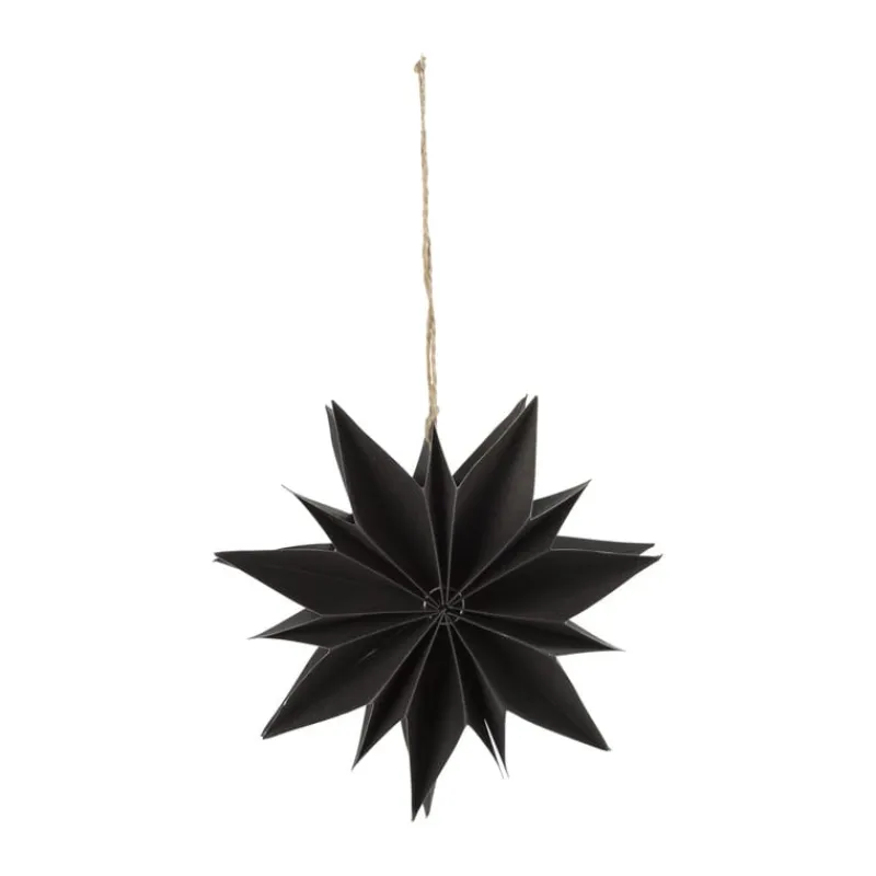 Xenos Kersthangers|Kerstballen-Papieren ster - zwart - ⌀20 cm
