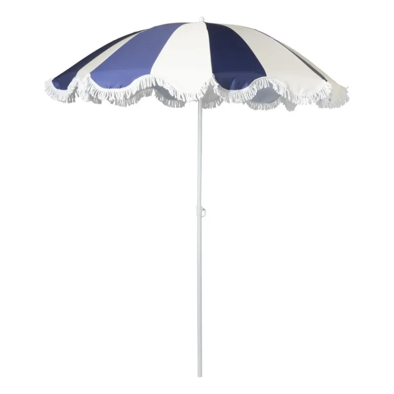 Xenos Parasols|Strandaccessoires-Parasol gestreept - blauw/wit - ø160x180 cm