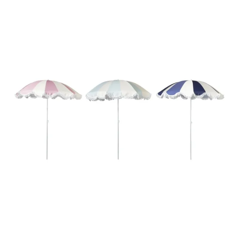Xenos Parasols|Strandaccessoires-Parasol gestreept - blauw/wit - ø160x180 cm