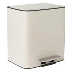 Xenos Pedaalemmers|Prullenbakken-Pedaalemmer 2 vakken - beige - 2x 11.5 liter