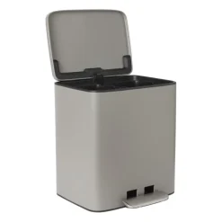 Xenos Pedaalemmers-Pedaalemmer 2 vakken - grijs - 2x 11.5 liter