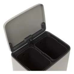 Xenos Pedaalemmers-Pedaalemmer 2 vakken - grijs - 2x 11.5 liter