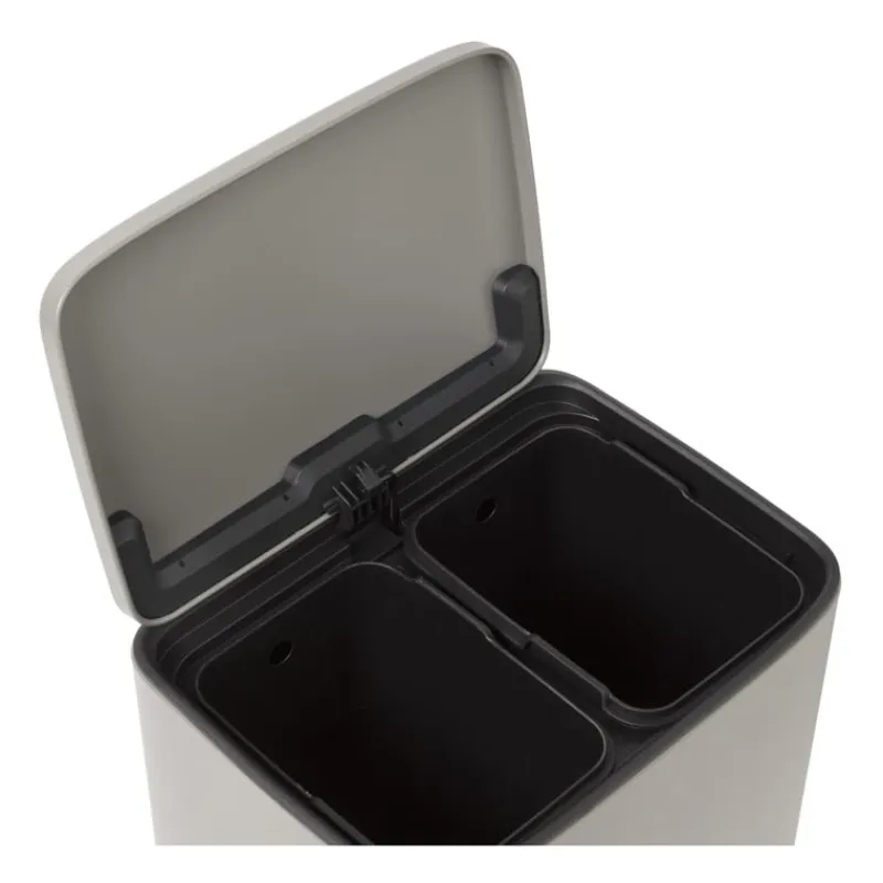 Xenos Pedaalemmers-Pedaalemmer 2 vakken - grijs - 2x 11.5 liter