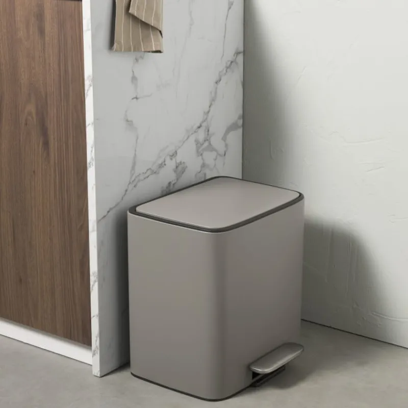 Xenos Pedaalemmers-Pedaalemmer 2 vakken - grijs - 2x 11.5 liter