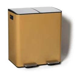 Xenos Pedaalemmers|Prullenbakken-Pedaalemmer 2 vakken - oker - 2x20 liter