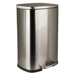 Xenos Pedaalemmers|Prullenbakken-Pedaalemmer - zilver - 50 liter