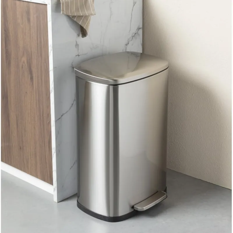 Xenos Pedaalemmers|Prullenbakken-Pedaalemmer - zilver - 50 liter