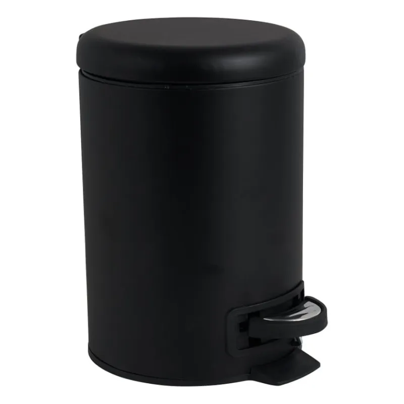 Xenos Pedaalemmers|Prullenbakken-Pedaalemmer metaal - zwart - 3 liter