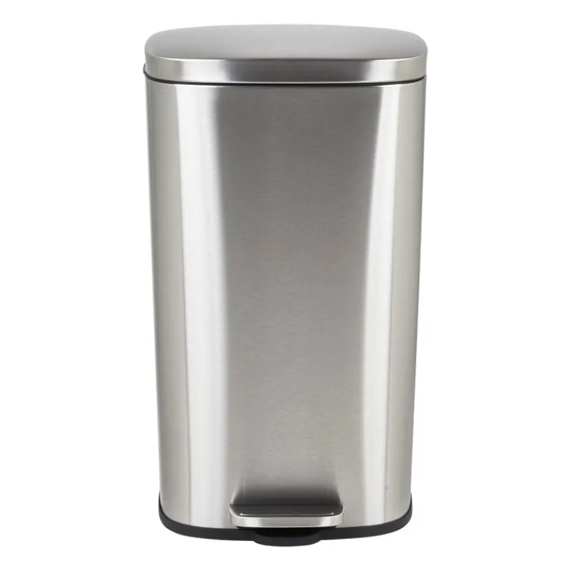 Xenos Pedaalemmers|Prullenbakken-Pedaalemmer rechthoek - zilver - 30 liter