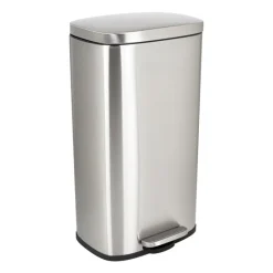 Xenos Pedaalemmers|Prullenbakken-Pedaalemmer rechthoek - zilver - 30 liter