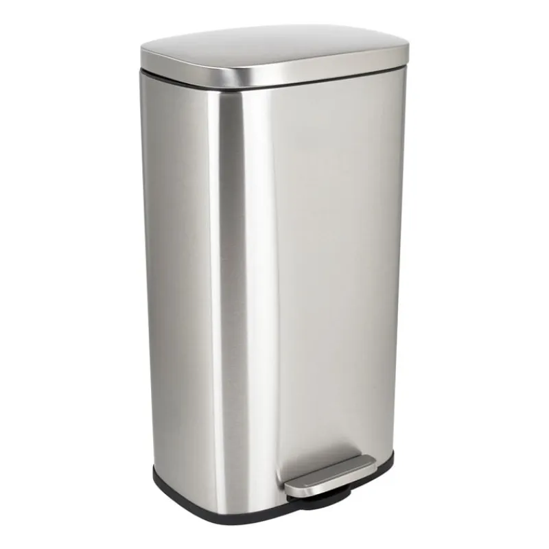 Xenos Pedaalemmers|Prullenbakken-Pedaalemmer rechthoek - zilver - 30 liter