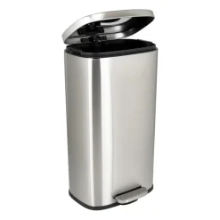 Xenos Pedaalemmers|Prullenbakken-Pedaalemmer rechthoek - zilver - 30 liter
