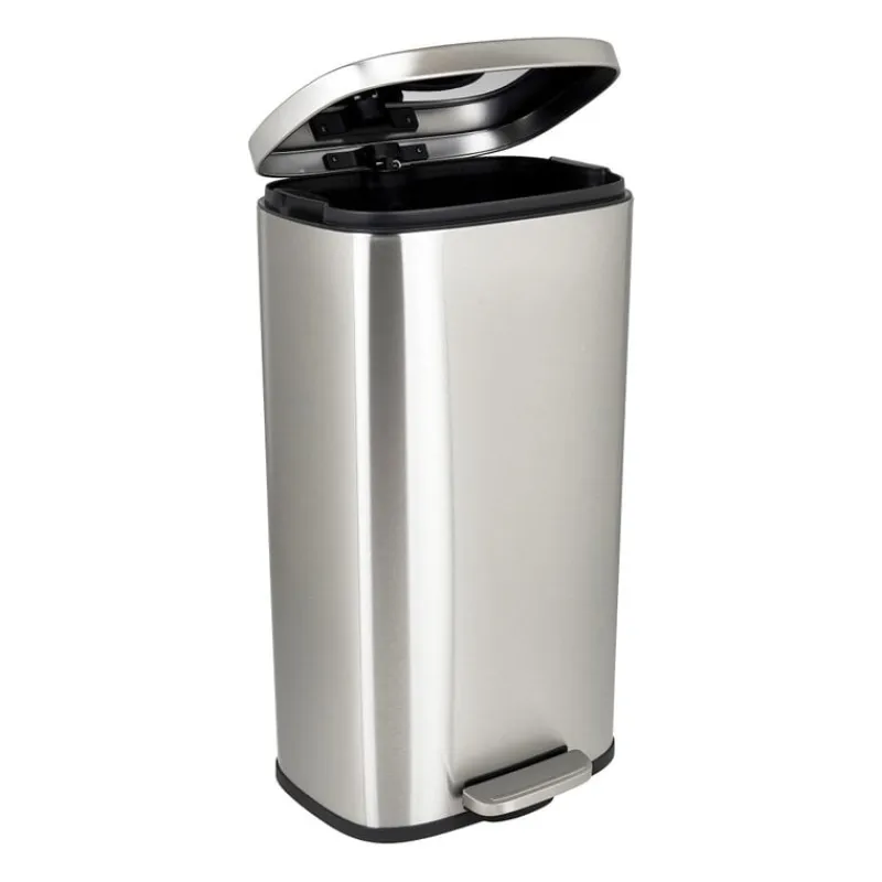 Xenos Pedaalemmers|Prullenbakken-Pedaalemmer rechthoek - zilver - 30 liter