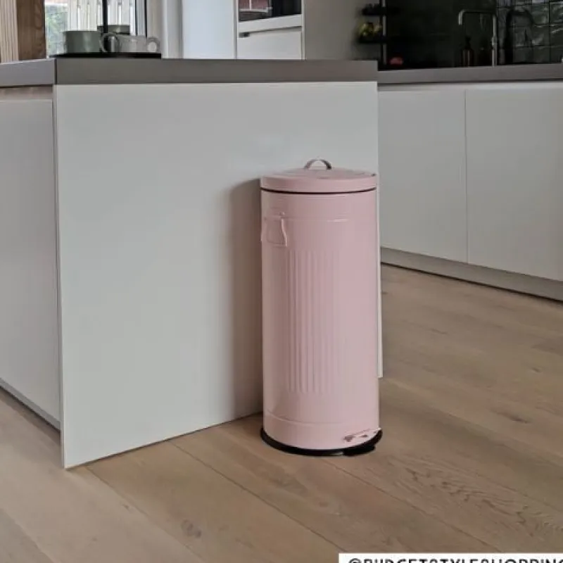 Xenos Pedaalemmers|Prullenbakken-Pedaalemmer retro look - roze - 30 liter