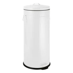 Xenos Pedaalemmers|Prullenbakken-Pedaalemmer retro look - wit - 30 liter