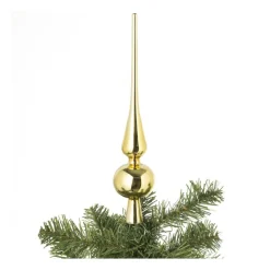 Xenos Kerstpieken-Piek glas - goudkleurig - ø6x28 cm