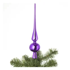 Xenos Kerstpieken-Piek glas - paars - ø6x28 cm