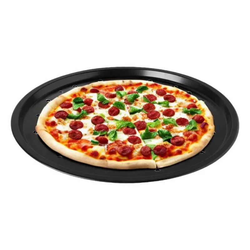 Xenos Bakgerei-Pizzavorm geperforeerd - zwart - ø31 cm