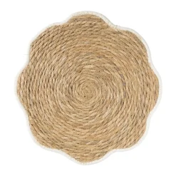 Xenos Placemats-Placemat bloem wit - zeegras - ø38 cm