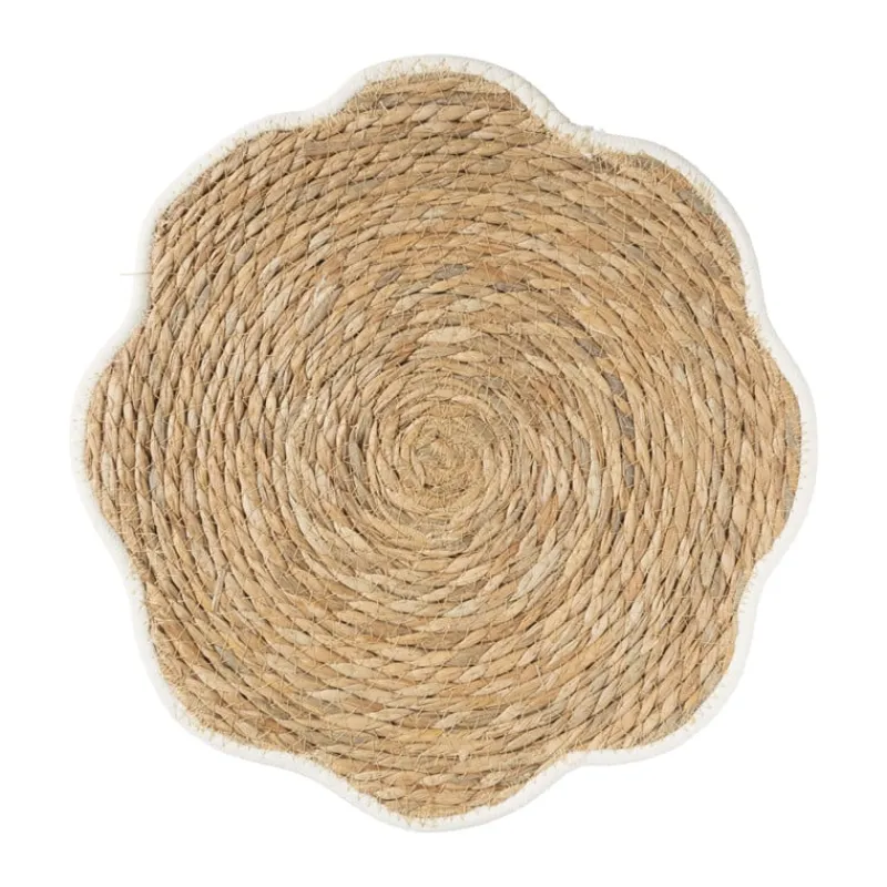 Xenos Placemats-Placemat bloem wit - zeegras - ø38 cm