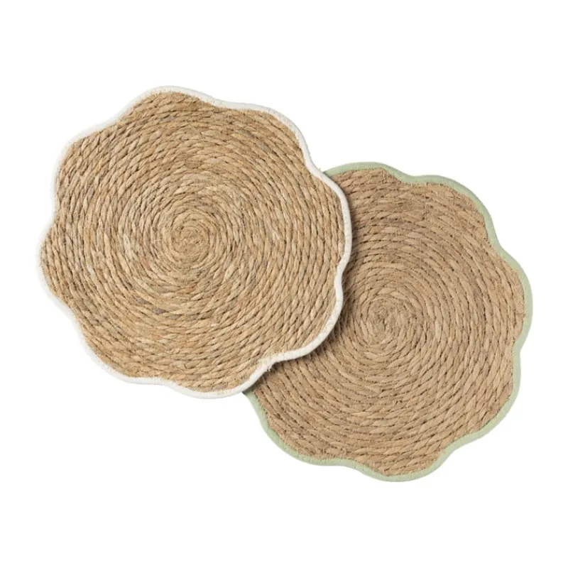 Xenos Placemats-Placemat bloem wit - zeegras - ø38 cm