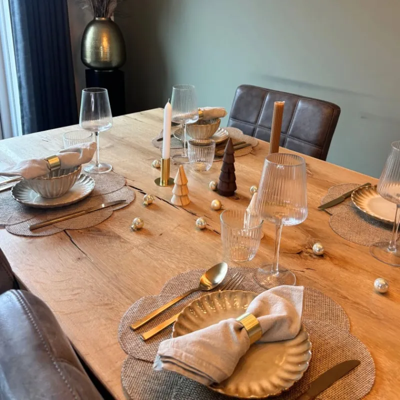 Xenos Kerst|Placemats-Placemat 3D bloem - bruin - ø38 cm