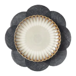 Xenos Placemats-Placemat 3D bloem - zwart - ø38 cm