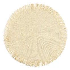 Xenos Placemats-Placemat franjes - zand - ⌀38 cm
