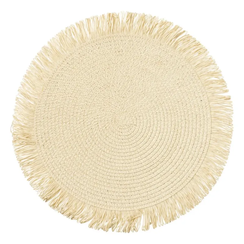 Xenos Placemats-Placemat franjes - zand - ⌀38 cm