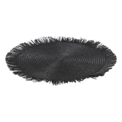 Xenos Placemats-Placemat franjes - zwart - ⌀38 cm