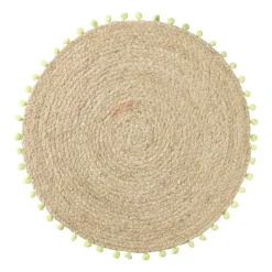 Xenos Placemats-Placemat pompom - groen - ø38 cm