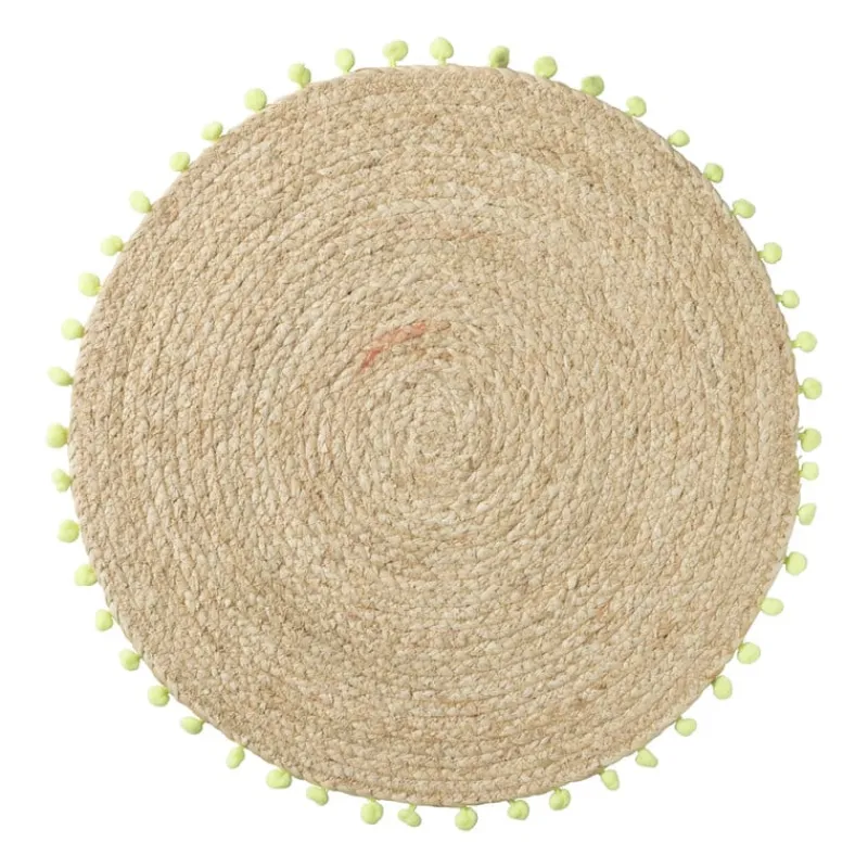 Xenos Placemats-Placemat pompom - groen - ø38 cm