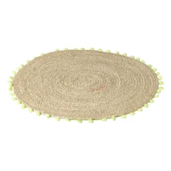 Xenos Placemats-Placemat pompom - groen - ø38 cm
