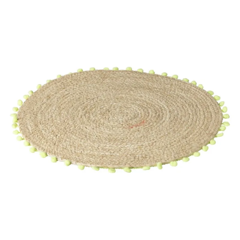 Xenos Placemats-Placemat pompom - groen - ø38 cm