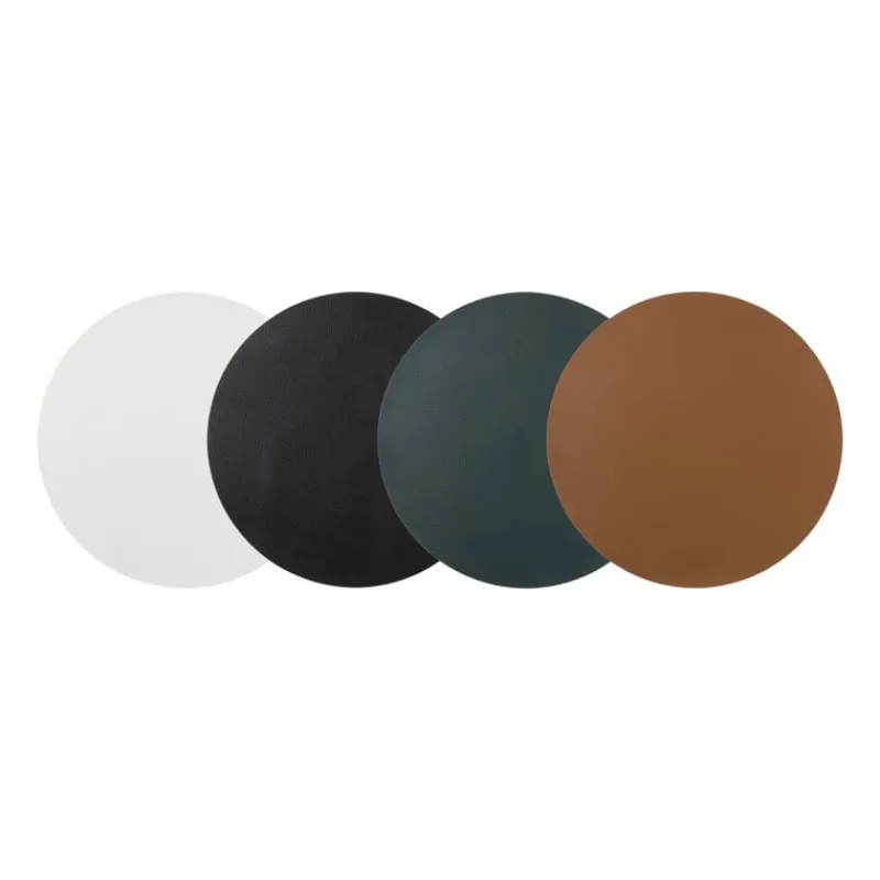 Xenos Placemats-Placemat PU leer - crème - ø38 cm