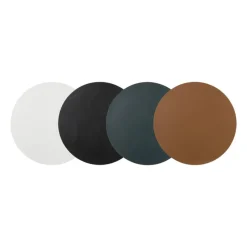 Xenos Placemats-Placemat PU leer - donkergroen - ø38 cm