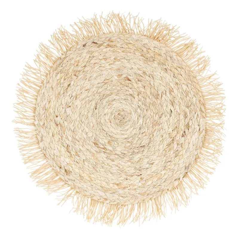 Xenos Placemats-Placemat rond met franjes - ⌀38 cm