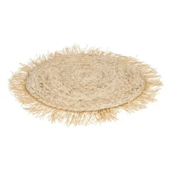 Xenos Placemats-Placemat rond met franjes - ⌀38 cm