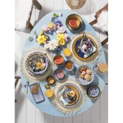 Xenos Placemats-Placemat rond met franjes - ⌀38 cm