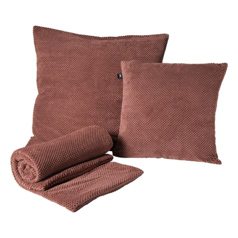 Xenos Plaids-Plaid blokjes - roze - 130x160 cm