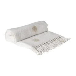 Xenos Plaids-Plaid palmboom - beige/goud - 170x130 cm