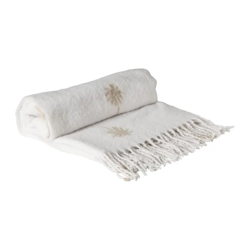 Xenos Plaids-Plaid palmboom - beige/goud - 170x130 cm