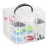 Xenos Doosjes-Plastic bewaardoos met vakken - 15x15x13 cm