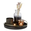 Xenos Waxinelichthouders-Plateau met theelichten - zwart - 25.5x25x9 cm